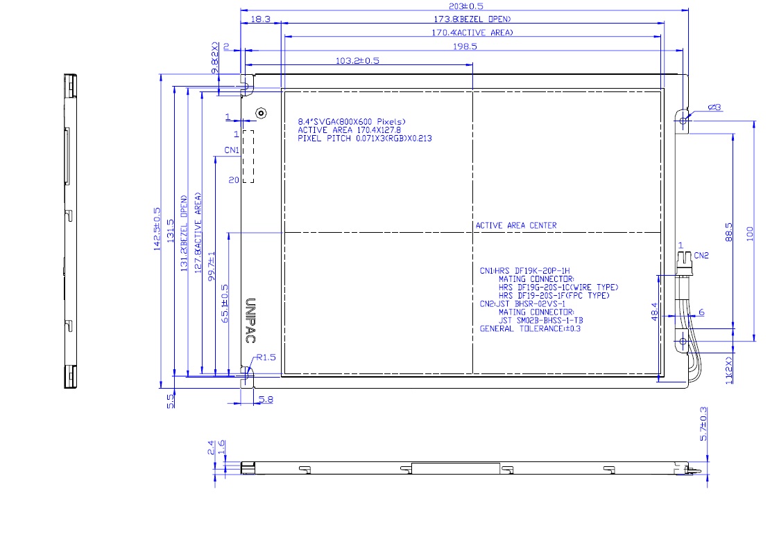 B084SN01 V4, AU Optronics 8.4〞COLOR TFT-LCD MODULE, Displ
